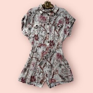 Saiph Lab Floral Linen & Cotton Romper - Size Large - Tulip Garden Cottagecore